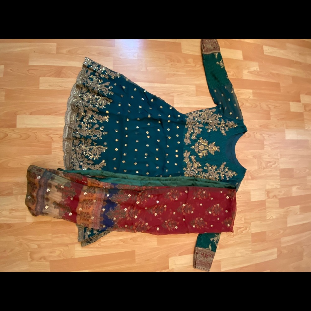 NWOT 3 pc Iznik peplum style frock, cobalt green,